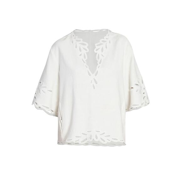 Isabel Marant Etoile Shana Eyelet Top Blouse - Fr38 Us6 White - Picture 6 of 7